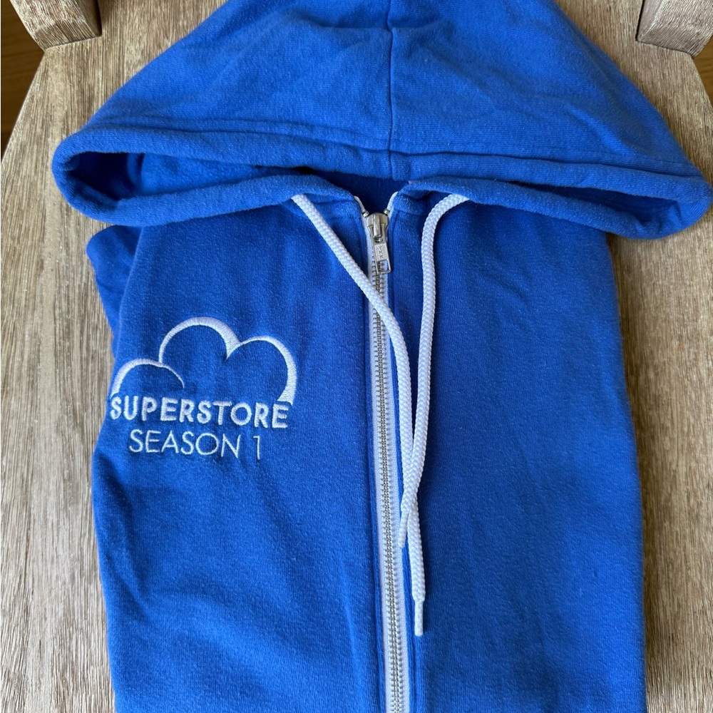 Superstore Season 1 Blue Zip-Up Hoodie Nbc Tv Show Merch View 4